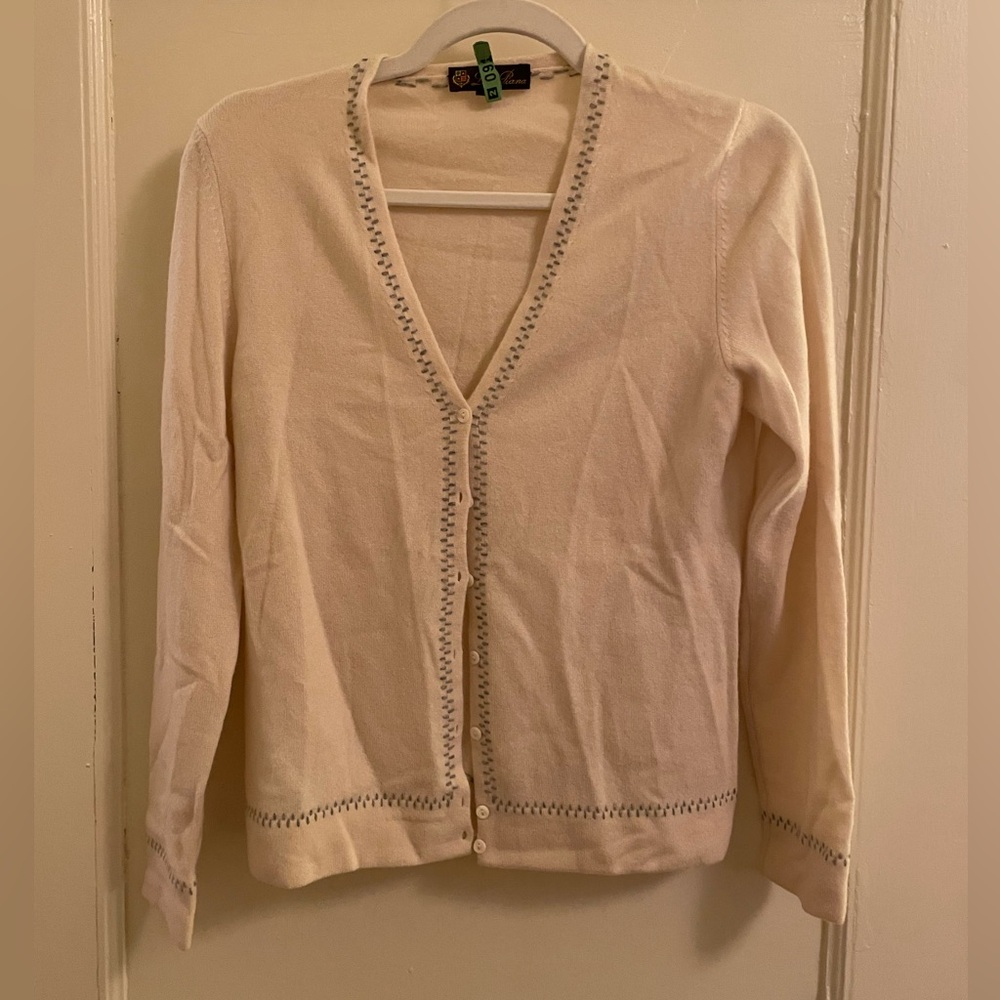 Loro Piana Cashmere Beige Cream Cardigan - size 8